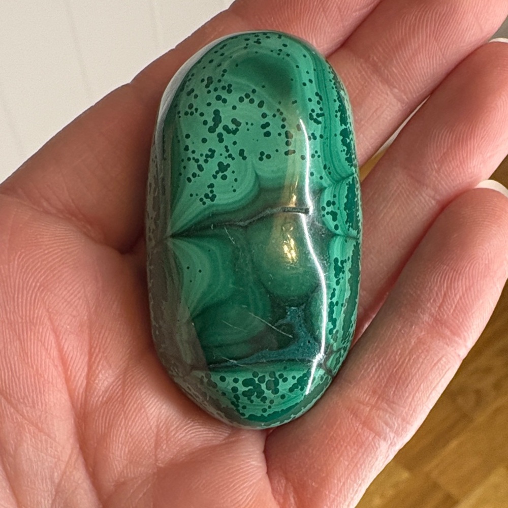 Polished Malachite Palm Stone